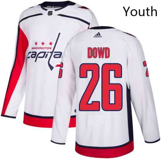 Youth Adidas Washington Capitals 26 Nic Dowd Authentic White Away NHL Jersey